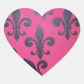 Sticker Cœur Fleur De Lis Rose