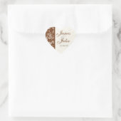 Sticker Cœur Fleur di Lys Damask - Sceau Mariage Brown (Sac)
