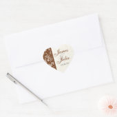 Sticker Cœur Fleur di Lys Damask - Sceau Mariage Brown (Enveloppe)