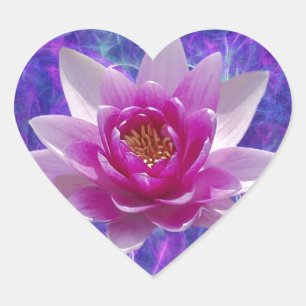 Sticker Cœur Fleur et signification de lotus rose