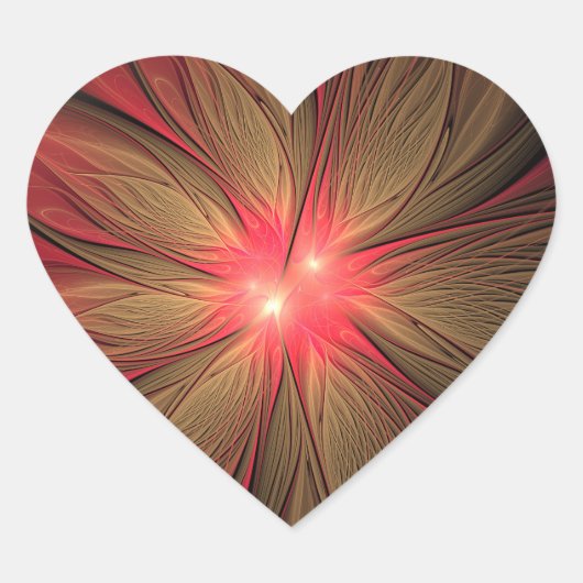 Sticker Cœur Fleur fractale de fansy rouge (Devant)
