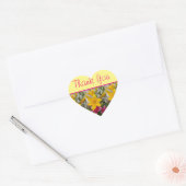 Sticker Cœur Fleur Lily Rouge Fleuri Jaune Avec Amour (Enveloppe)