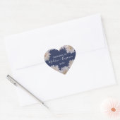 Sticker Cœur Fleur rose Dahlia Mariage bleu marine Date (Enveloppe)