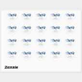 Sticker Cœur Fleurs Aquarelle Écriture Bleu Nuit Mariage (Feuille)