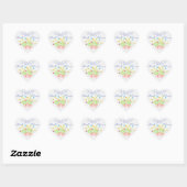 Sticker Cœur Fleurs aquarelles (Feuille)