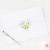 Sticker Cœur Fleurs aquarelles (Enveloppe)