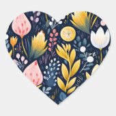 Sticker Cœur Fleurs artistiques colorées (Devant)