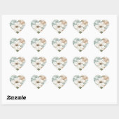 Sticker Cœur Fleurs blanches bleues tropicales (Feuille)