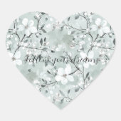 Sticker Cœur Fleurs blanches gris chic (Devant)