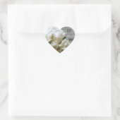Sticker Cœur Fleurs blanches rustiques Monogrammes Enveloppe Co (Sac)
