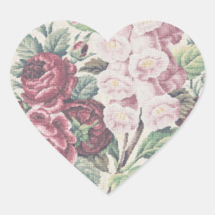 Sticker Cœur Fleurs croisées