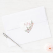 Sticker Cœur Fleurs d'aquarelle rose délicates "Cinquante" anni (Enveloppe)