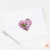 Sticker Cœur Fleurs d'azalée rose (Enveloppe)