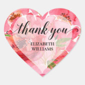 Sticker Cœur Fleurs de Pivoine Merci (Devant)