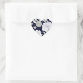 Sticker Cœur Fleurs de pivoines blanches sur bleu foncé. (Sac)