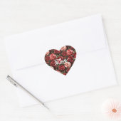 Sticker Cœur Fleurs de rose rose rouge (Enveloppe)