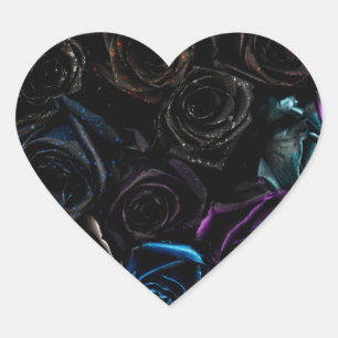 Sticker Cœur Fleurs de velours gothiques roses texture florale