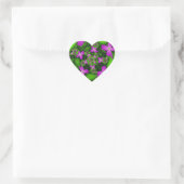 Sticker Cœur Fleurs fractales abstraites néon rose vert moderne (Sac)