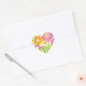 Sticker Cœur Fleurs heureuses (Enveloppe)