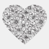 Sticker Cœur Fleurs Noir Blanc (Devant)
