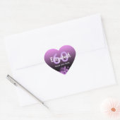 Sticker Cœur Fleurs noires violettes à 60e anniversaire (Enveloppe)