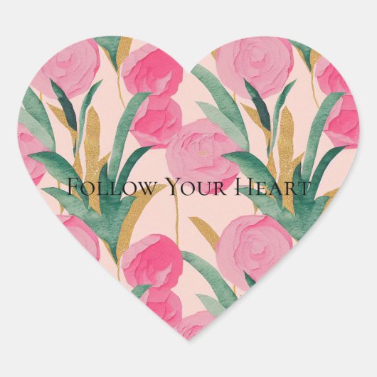 Sticker Cœur Fleurs roses (Devant)