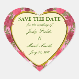 Sticker Cœur Fleurs Roses Personnalisées Enregistrer Les Sticke