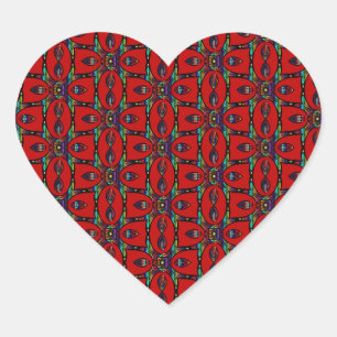 Sticker Cœur Fleurs rouges Abstraites fleurie moderne Motif d'a