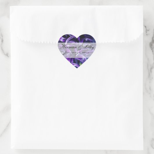 Sticker Cœur Fleurs violettes Mariage personnel (Sac)