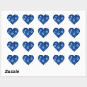 Sticker Cœur Flocons de Noël Bleus et Argent (Feuille)