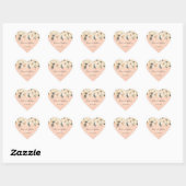 Sticker Cœur Floral Beige Blush sur mariage rose Faveurs (Feuille)