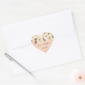 Sticker Cœur Floral Beige Blush sur mariage rose Faveurs (Enveloppe)