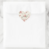 Sticker Cœur Floral de roses roses blanches ivoire (Sac)