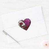 Sticker Cœur Floral Dianthus blanc, rose et rouge (Enveloppe)