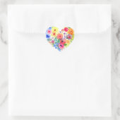 Sticker Cœur Floral Heart Wreath Pastel Aquarelle (Sac)