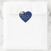 Sticker Cœur Floral Navy Mariage bleu Merci Favoriser (Sac)