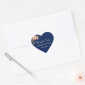 Sticker Cœur Floral Navy Mariage bleu Merci Favoriser (Enveloppe)