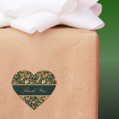 Sticker Cœur Floral Peach Green Cream William Morris Inspired 