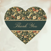 Sticker Cœur Floral Peach Green Cream William Morris Inspired 