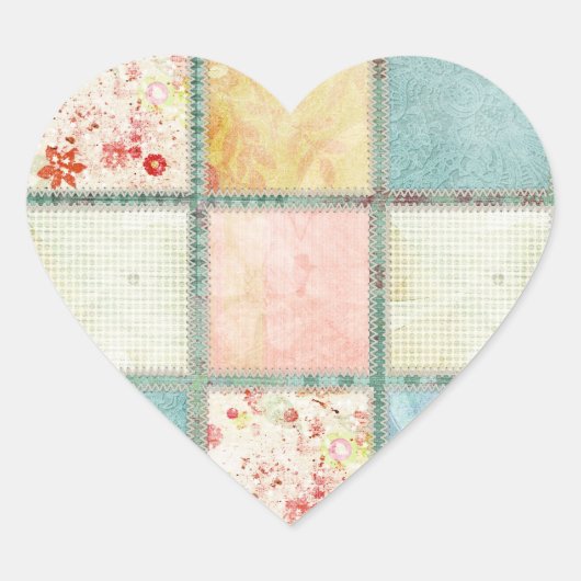Sticker Cœur Floral Quilt Squares (Devant)