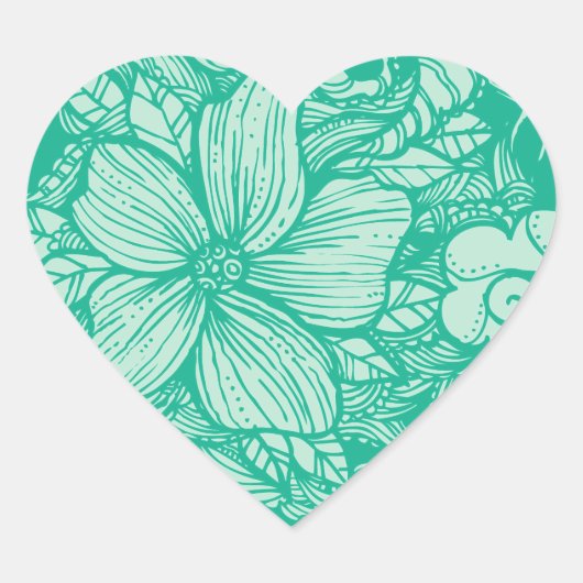 Sticker Cœur Flore - Turquoise- (Devant)