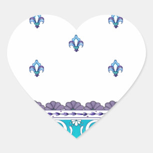 Sticker Cœur Fluer De Lis Blue Swirl Design