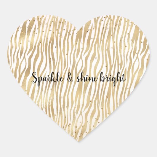 Sticker Cœur Flush Cream Zebra Glam Gold Confetti Sparkle (Devant)