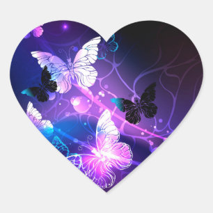 Sticker Cœur Fond avec papillons de nuit