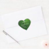 Sticker Cœur Forest Green Silver Frame and Monogram Thank You (Enveloppe)
