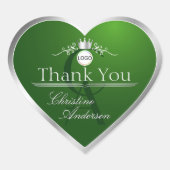Sticker Cœur Forest Green Silver Frame Logo Monogram Thank You (Devant)