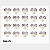 Sticker Cœur Forêt Enchantée Rustique violet Floral Quinceañera (Feuille)