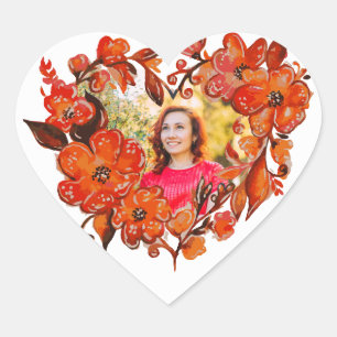 Sticker Cœur Forme cardiaque Cadre photo floral
