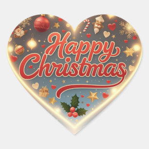 Sticker Cœur Forme cardiaque Joyeux Noël