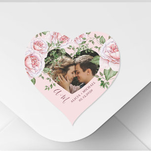 Sticker Cœur Forme de coeur amour couple photo roses roses mign